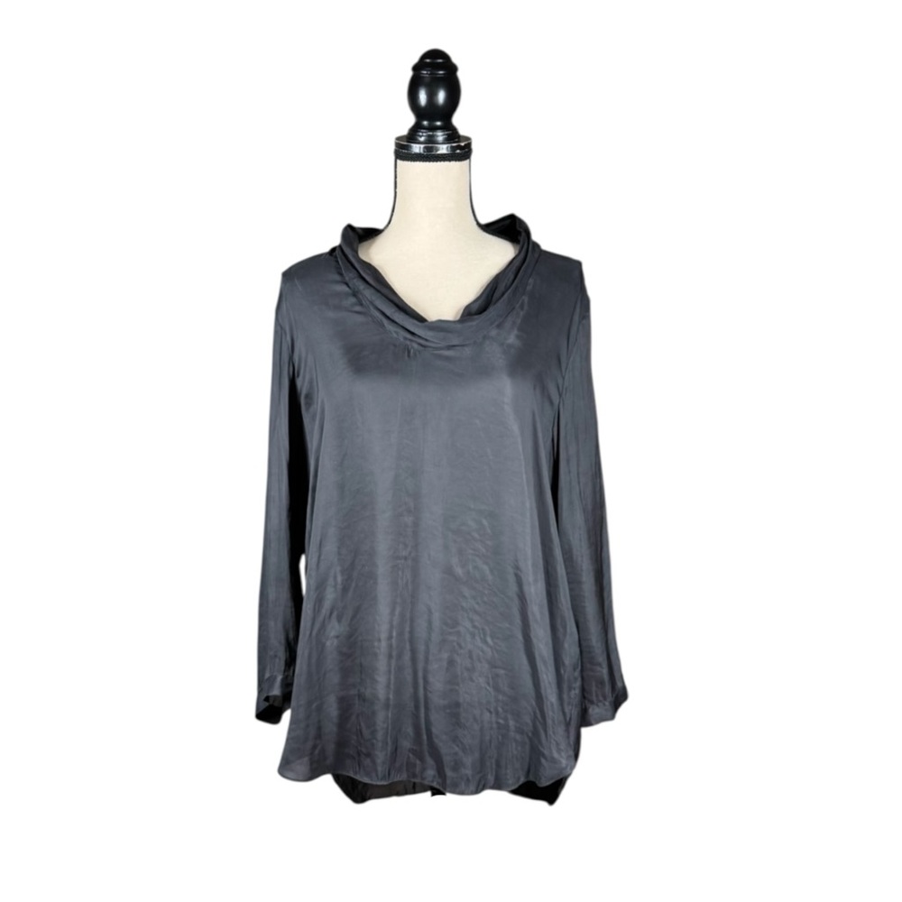 Raquel Allegra Draped Neck Minimalist Lagenlook Blouse